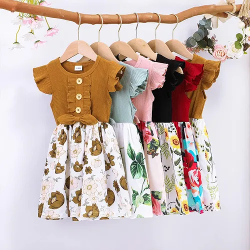 Vista 6 de Vestidos tutú para niñas pequeñas, lindo vestido casual de manga corta para verano, uso diario, hogar, escuela, fiesta, 2-8T