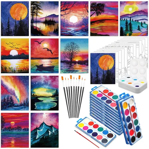 Vista 11 de Ctosree 12 juegos de lienzo predibujado para pintar adultos, kit de sorbo y pintura, lienzo preimpreso a granel para Pascua, Día de la Madre
