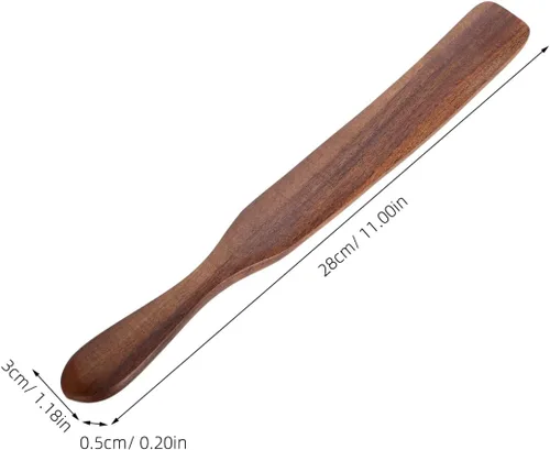 Vista 5 de Hemoton Espátula de mango largo de 11.02 pulgadas, utensilio de cocina de madera antiadherente, resistente al calor, herramienta para agitar