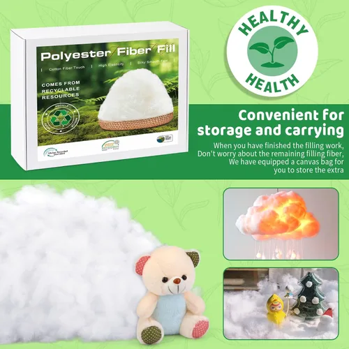 Vista 2 de Relleno de relleno de poliéster, 4.4 libras/70.55 oz, decoraciones navideñas para interiores, nubes blancas como la nieve artificiales de algodón