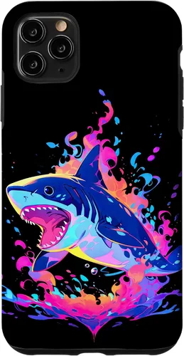 Vista 13 de iPhone 16 Colorful Shark, Spirit Animal, Multicolor Art, Case
