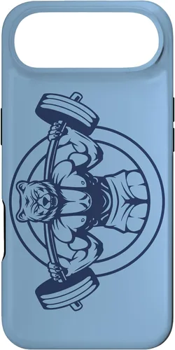 Vista 27 de iPhone 16 Bear Barbell diseño para culturistas caso de culturismo