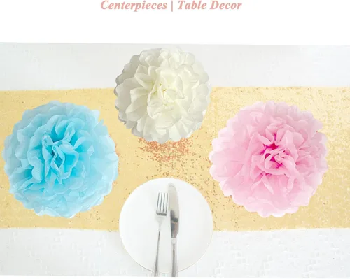 Vista 5 de ANSOMO Pompones de papel de seda pastel decoraciones coloridas para fiestas