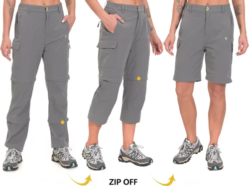 Vista 2 de Little Donkey Andy. Pantalones convertibles para mujer, elásticos, con cremallera y de secado rápido, para senderismo