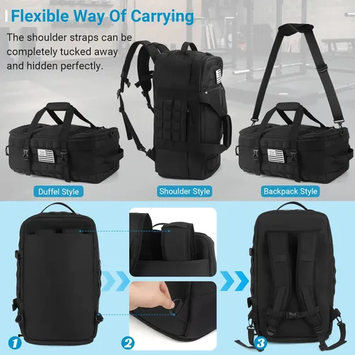 Vista 6 de Bolsa de gimnasio para hombre, Negro-2, Mediana, Moderno