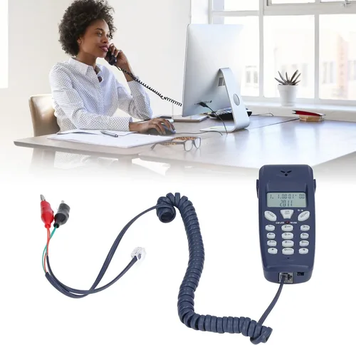 Vista 3 de Teléfono con cable, DTMF Dual System Teléfono de escritorio con cable con pantalla LCD, teléfono fijo con cable para niños mayores, revisión