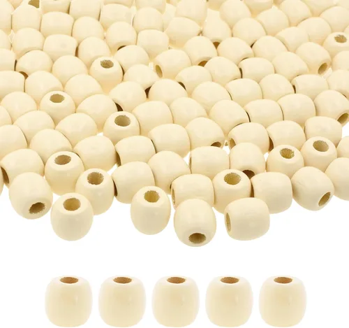 Vista 21 de Mandala Crafts 200 cuentas africanas de madera de barril de agujero grande para macramé Dreadlock Braiding Hair Beads, Painted Drum Wood Loose