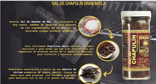 Vista 2 de Sal de Chapulín (sal de saltamontes), tarro de 3.53 oz