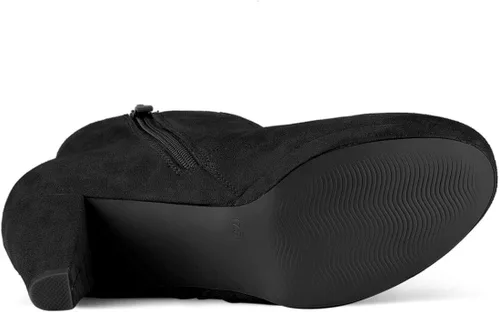 Vista 6 de Allegra K Botines de tacón grueso con cremallera lateral para mujer