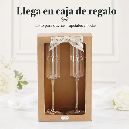 Vista 9 de Mud Pie Mrs. Wedding - Juego de copas de champán, talla única