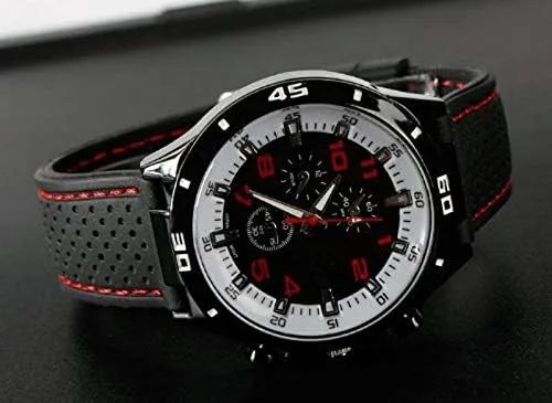 Vista 4 de LsvtrUS GT Racer - Reloj deportivo para hombre, estilo militar, aviador, militar, de silicona, color negro