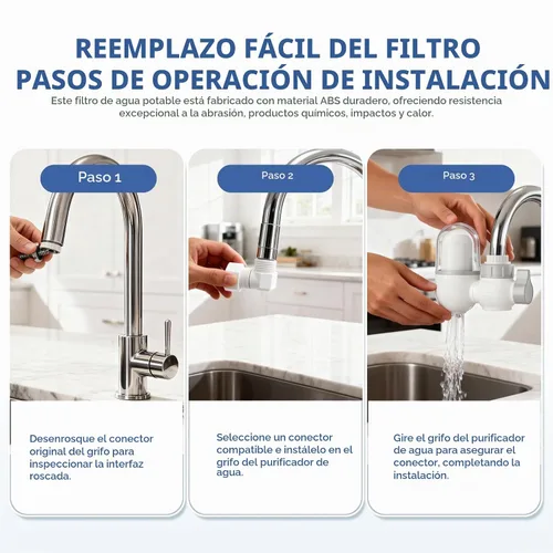Vista 5 de Fregaderos-Montado grifo filtro eficientewaterpurificationsystemeffectivelyremovesunpleasantchlorineodorand impurezas, apto para cocina de 15/16