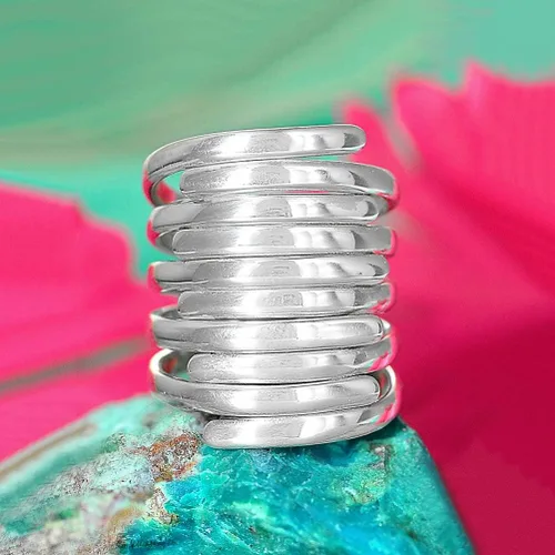 Vista 4 de Boho-Magic Anillos de plata de ley 925 para mujer, anillo ancho