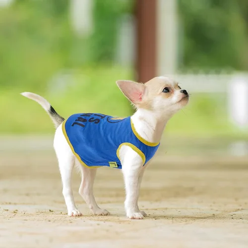 Vista 6 de Saintrygo 8 piezas de camisas para perros, ropa para mascotas estampada con letras divertidas, camisetas de verano para mascotas, atuendo