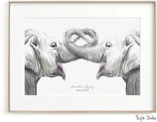 Vista 10 de Triple Studio Regalo de boda personalizado, impresión artística de pájaro con nombre y fecha personalizados, celebración de aniversario para novio