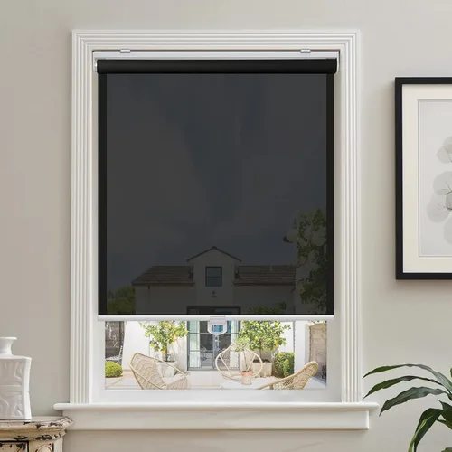 Vista 15 de AOSKY Persianas enrollables sin cordones para ventanas que filtran la luz, pantalla solar semitransparente, con 5% de apertura, protección UV