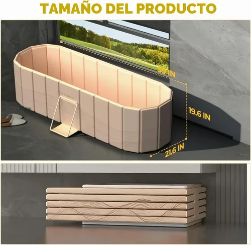 Vista 2 de Bañera portátil para adultos de 59 pulgadas, grande, plegable, sin