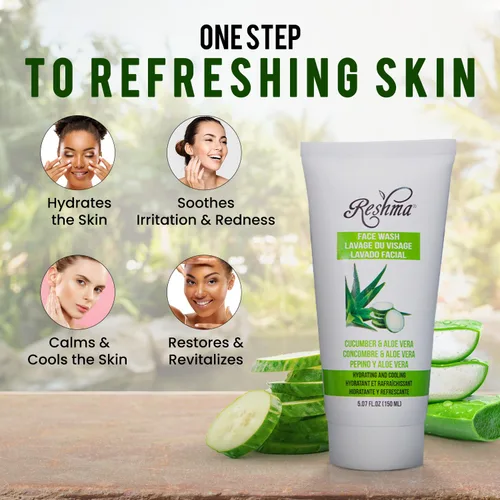 Vista 6 de Reshma Beauty Jabón facial de pepino y aloe vera para todo tipo de piel, limpiador suave para nutrir e hidratar la piel, elimina el maquillaje