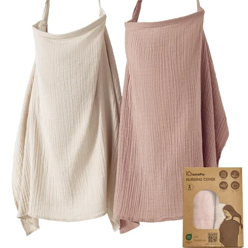 Vista 10 de Funda de lactancia de muselina para lactancia materna, funda de privacidad con aro rígido para mamá, delantal de enfermería de muselina transpirable