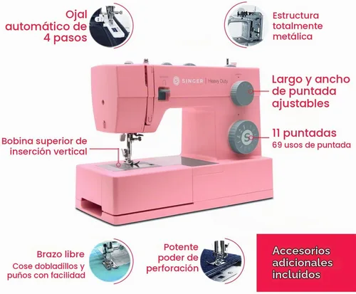Vista 10 de SINGER® 4411 (rosa) Máquina de coser resistente de alta velocidad