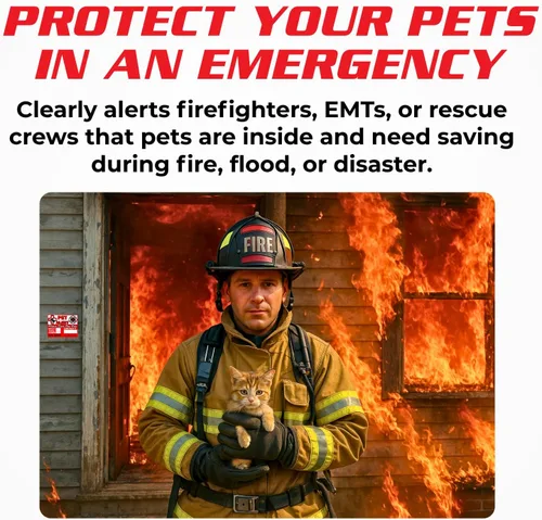 Vista 4 de Spy Spot Paquete de 6 calcomanías de alerta de mascotas para rescate de emergencia, 4 x 3 pulgadas, resistente a la intemperie, calcomanías