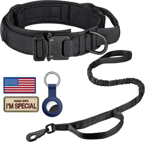 Vista 14 de DAGANXI - Collar táctico para perro, collar ajustable de nailon para adiestramiento con asa de control y hebilla, para perros medianos y grandes