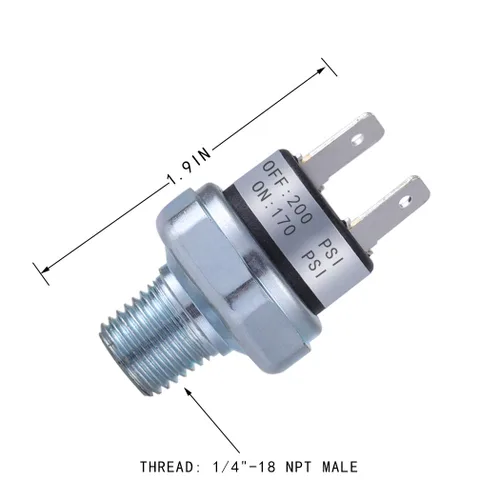 Vista 4 de Interruptor de Presión de Aire 170-200 PSI Interruptor de Presión 1/4"-18 NPT CC 24V 12V Interruptor de Presión del Compresor de Aire Interruptor