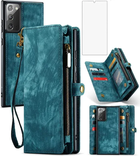 Vista 9 de Asuwish Funda de teléfono para Samsung Galaxy Note 20 Glaxay Note20 5G con cremallera, funda desmontable con protector de pantalla de vidrio
