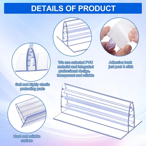 Vista 6 de OIIKI 6 soportes autoadhesivos para protección contra estornudos, soporte de paneles acrílicos, para sujetar y alinear paneles de plexiglás