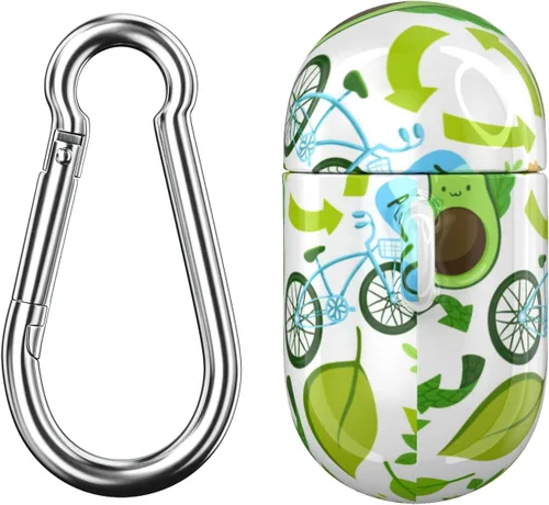 Vista 5 de Funda compatible con Airpods Pro Airpods 1, 2, 3 generación, sostenible, de cuerpo completo, diseño ecológico, funda de plástico con llavero Go