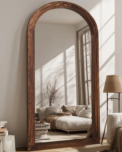 Vista 25 de Espejo de longitud completa, espejo de madera de 71" × 32" con soporte, espejo de piso de madera, espejos de pie de gran tamaño, espejos de pared