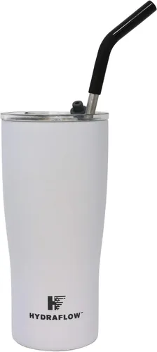 Vista 5 de HYDRAFLOW Capri - Vaso de 20 onzas con popote – Vaso aislado al vacío de triple pared – Vaso aislado al vacío – Vaso de acero inoxidable – Vaso