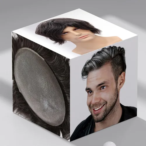Vista 16 de toupee tupé para hombres 0.002 in ultra suave, transparente, piel fina, toda línea capilar natural con bucle en V para hombre, pelucas de sistemas