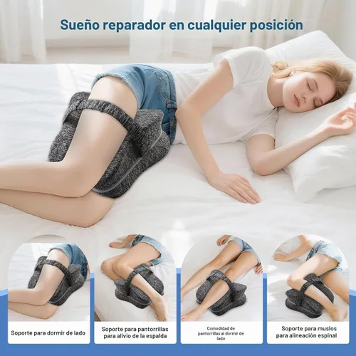 Vista 2 de Almohada de rodilla para dormir de lado, almohada de espuma viscoelástica para dormir de lado con correa, almohadas de alineación entre las piernas