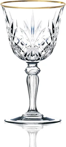 Vista 3 de Cristalería de cristal elegante y moderna para organizar fiestas y eventos, doble vaso de bebidas Old Fashion, banda dorada, juego de 4, 9 onzas.