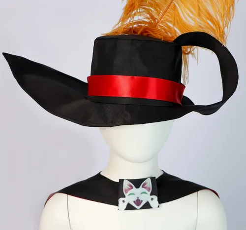 Vista 4 de Yanmao Disfraz de gato con botas para niños, disfraz de gato con gorro, bata para cosplay, traje de Halloween, capa y cinturón