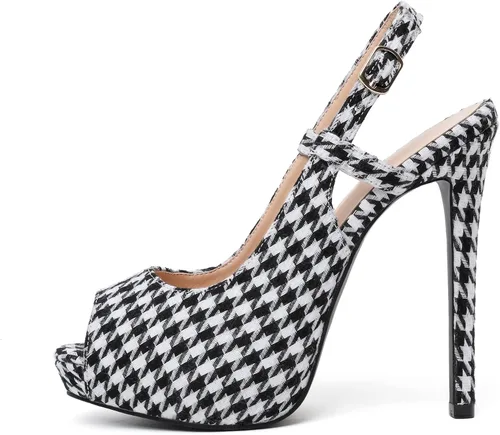 Vista 2 de Joseywade Zapatos de tacón alto con punta abierta para mujer, tacón de aguja, 5 pulgadas, para fiesta, boda, vestido de boda