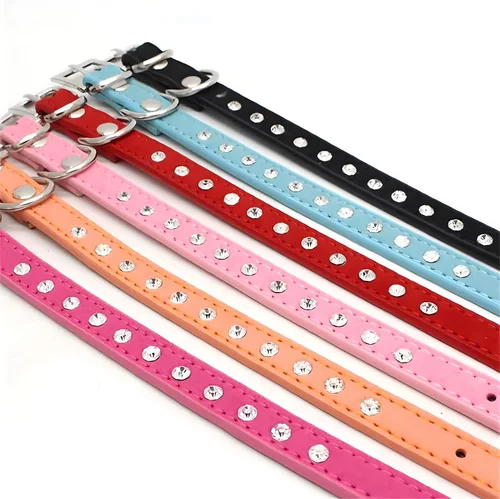 Vista 5 de Collares de perro con diamantes de imitación para perros pequeños, collar de cachorro con diamantes de imitación para niñas, bonito collar de gato