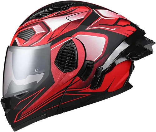 Vista 14 de Casco de Motociclista de Cara Completa con Visera Dual y Abatible para Adultos, Hombres y Mujeres, Integrado para Motocicleta, Calle, Ciclomotor