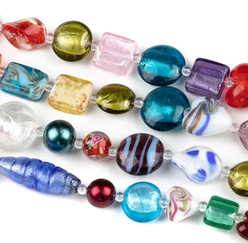 Vista 14 de Cherry Blossom Beads Cuentas mixtas hechas a mano de cristal de lámpara aguamarina y naranja, 4 hebras surtidas de 8 pulgadas Mezcla Aqua y Naranja