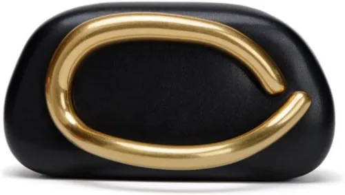 Vista 14 de Bolsos de noche de cuero sintético para mujer con cadena, bandolera de moda, decoración de metal, bolso de hombro casual 2025 A Blanco