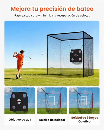 Vista 5 de VEVOR Red de bateo, red de entrenamiento para bateo de sóftbol, béisbol