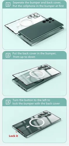 Vista 3 de Funda de aluminio para Samsung Galaxy S23/S24/S22 S25 Ultra / S22/Plus, soporte magnético de aluminio con carga inalámbrica, compatible con Magsafe