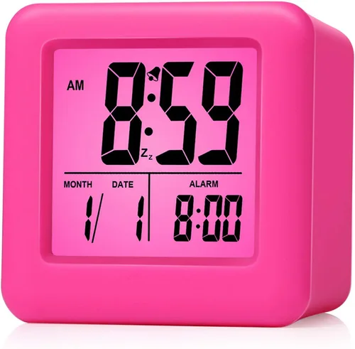 Vista 15 de Plumeet Reloj despertador digital para niños con repetición y luz nocturna blanca, reloj despertador de viaje de fácil configuración, hora, fecha