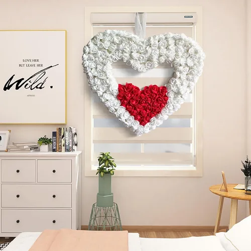 Vista 6 de BULINGNA Coronas de corazón para el día de San Valentín, simulación artificial, romántica, rosa, boda, compromiso, fiesta, adorno colgante