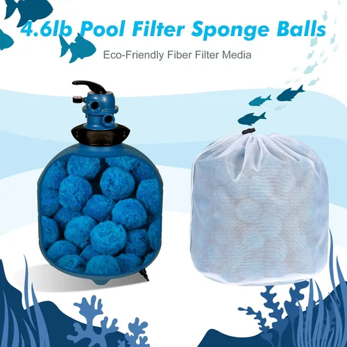 Vista 2 de Zubebe Filtro de piscina de 4.6 libras, medios de filtro de fibra para piscina, filtros de arena y centro de baño, bañeras, spas, acuarios, suciedad