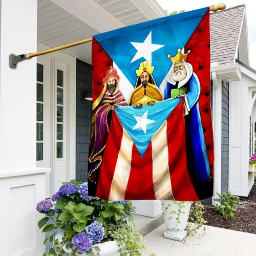 Vista 11 de Banderas de Puerto Rico – Bandera estadounidense puertorriqueña – Bandera de jardín de 12 x 18 pulgadas, decoración para exteriores, lona resistente