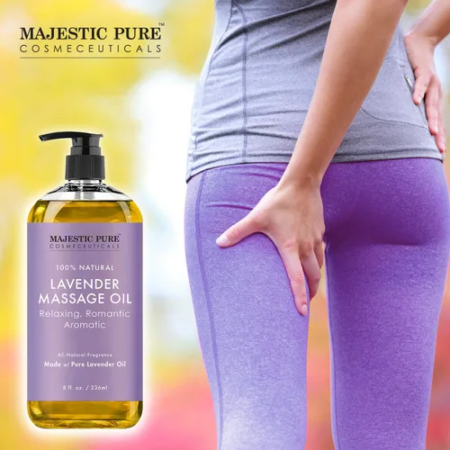 Vista 7 de Majestic Pure Aceite de masaje de lavanda 8 onzas líquidas y aceite de coco fraccionado paquete de 16 onzas líquidas