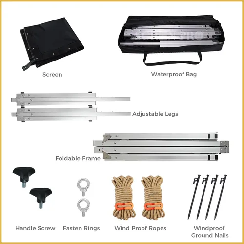 Vista 8 de SCREENPRO - Pantalla de proyector de 100 pulgadas con soporte, pantalla de película rápida para exteriores para patio con patas ajustables