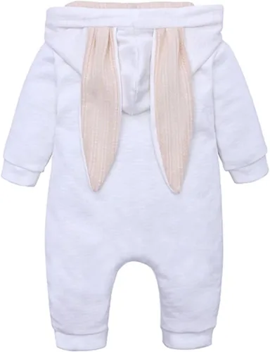 Vista 2 de Lamgool Mameluco con capucha para bebés, niños y niñas, con cierre de orejas de conejo, para Pascua, Halloween, 0-24 meses